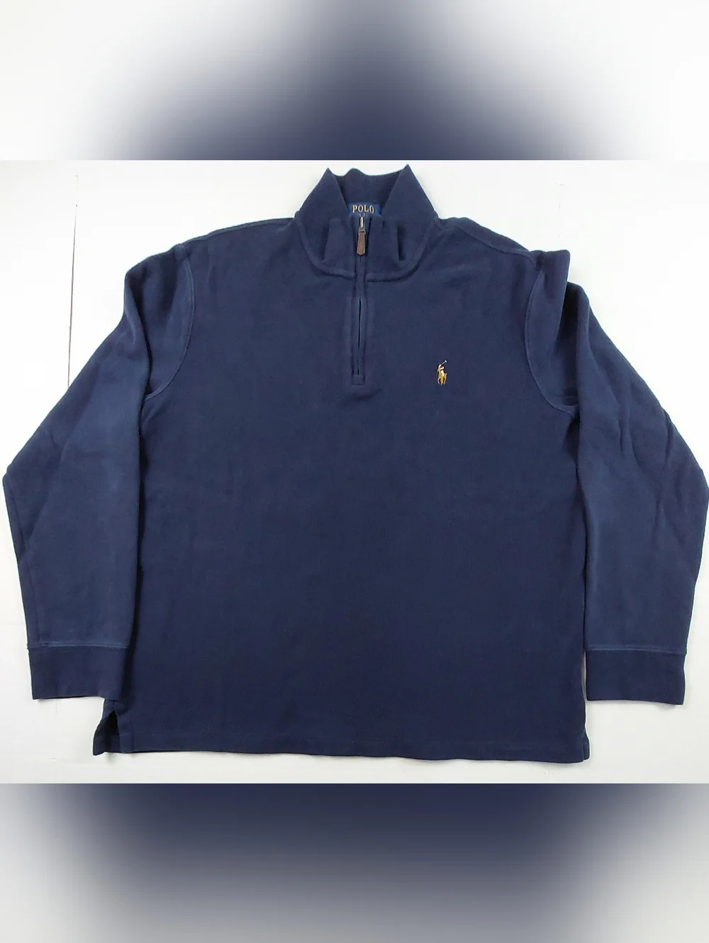 Polo Ralph Lauren Estate Rib Shirt Mens Large Blue 1/4 Zip Pullover Long Sleeve
